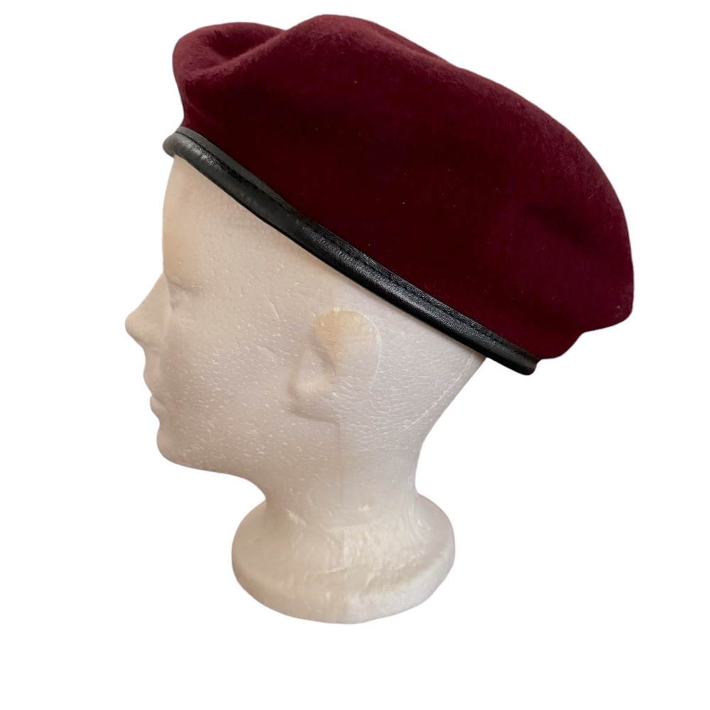 Vtg Raspberry Beret Wool Punk Rock DSCP Garrison Collection Made in USA Sz 6 7/8 - Picture 4 of 10